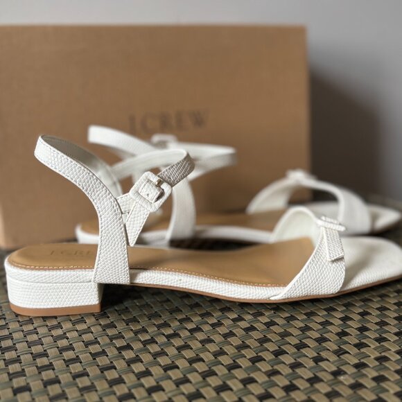 J Crew Women Textured low heel ankle-strap sandals SZ: 9.5 IVORY - Picture 13 of 16